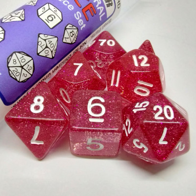 Glitter Polyhedral Red/white 7-Die Set