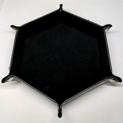 Portable hexagonal dice tray - black