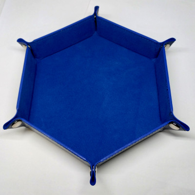 Portable hexagonal dice tray - drak blue