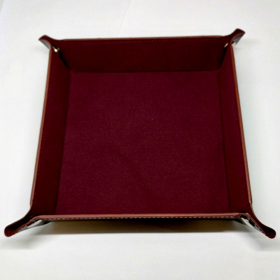 Portable square dice tray - burgundy