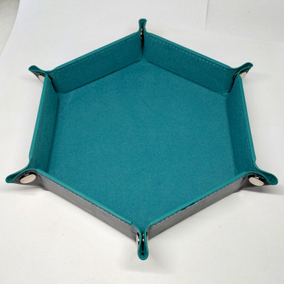 Portable hexagonal dice tray - teal