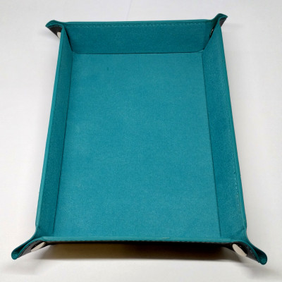 Portable rectangular dice tray - teal