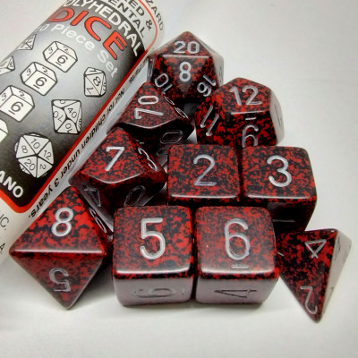 Speckled Polyhedral 10-Die Set - Silver Volcano