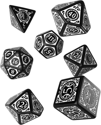 Steampunk Black & white Dice Set