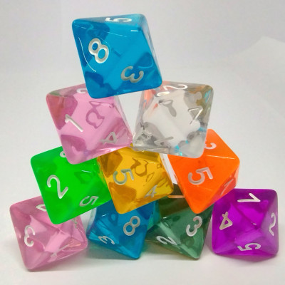 Bag of Fun - 10 translucent d8's - Assorted colours