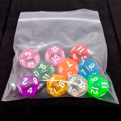 Bag of Fun - 10 translucent d12's - Assorted colours