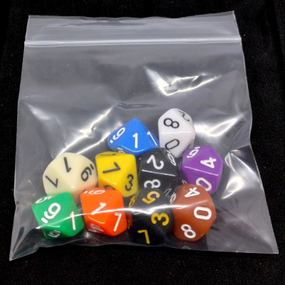 Bag of Fun - 10 opaque d10's - Assorted colours