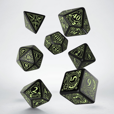 Steampunk Black & glow-in-the-dark Dice Set