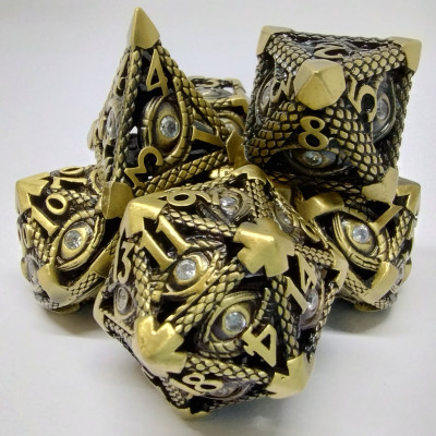 Diamond-Eye Hollow Gemstone Dice Kit with metal box