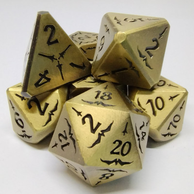 Vampiric Warhost Dice - ancient gold with black suedecloth bag