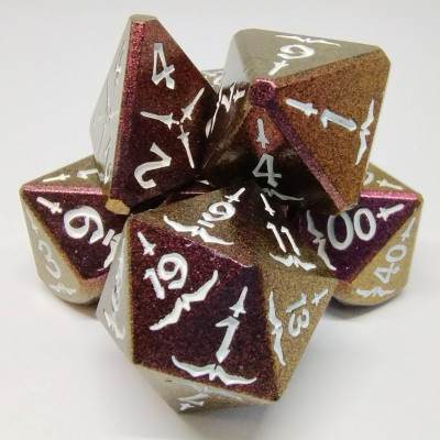 Vampiric Warhost Dice - gothic purple metal with black suedecloth bag