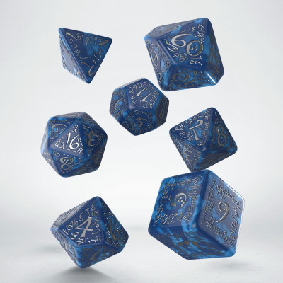 Elvish silver & cobalt dice set