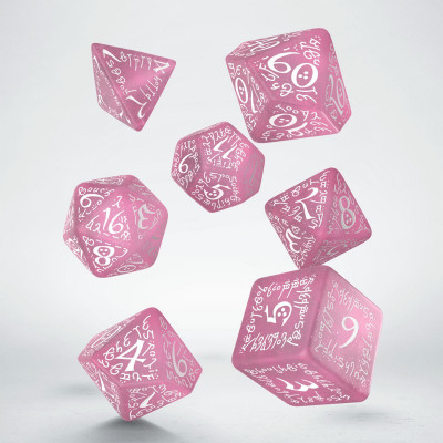 Elvish shimmering pink & white dice set