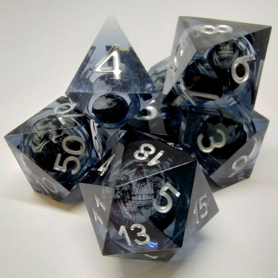 Death's Head Dice: blue in a bottle with screw-cap