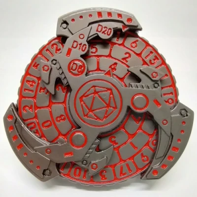 Dice spinner: Mecha Triskelion - steel with red in a box