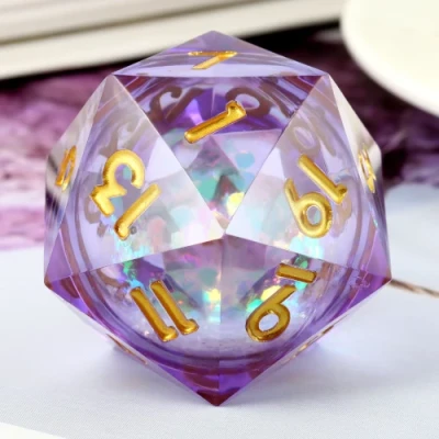 Large d20 (35mm): Maelstrom of Dreams - purple & gold