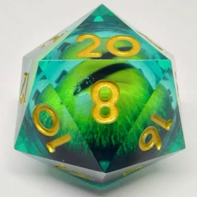 Large d20 (35mm): Emerald Dragon Eye