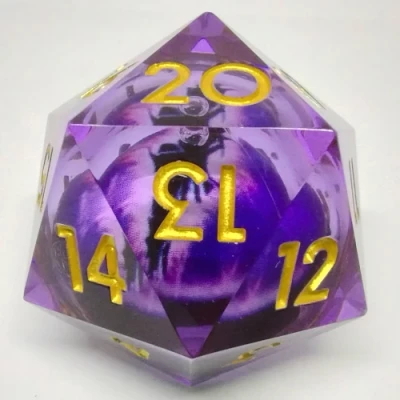 Large Spindown d20 (35mm): Purple Dragon Eye