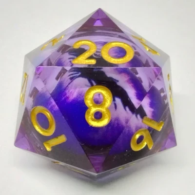 Large d20 (35mm): Purple Dragon Eye