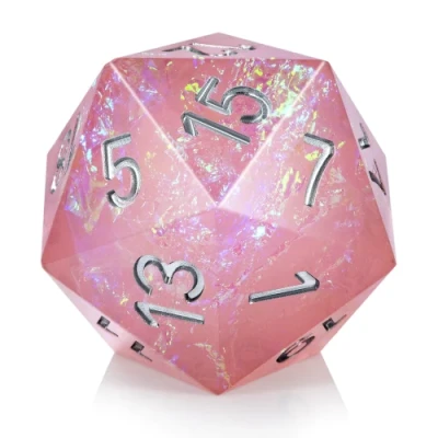 Large d20 (35mm): Shimmering Plasma - pink