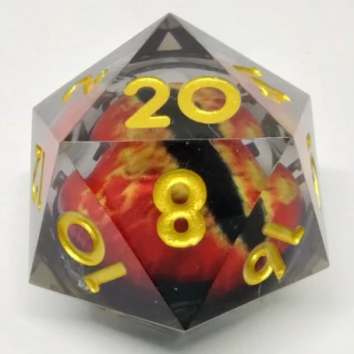 Large d20 (35mm): Red Dragon Eye