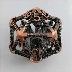 Hollow metal 40mm d20 - bronze dragon