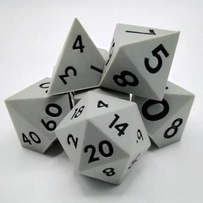 Silicone dice - grey with black numbers