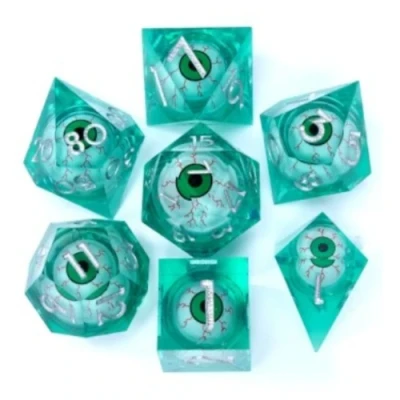 Beholder Eye Dice Kit - Green in a bottle with screw-cap
