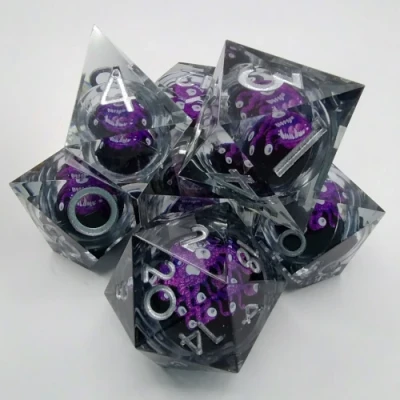 Beholder Dice Kit - Smoke with purple Beholder