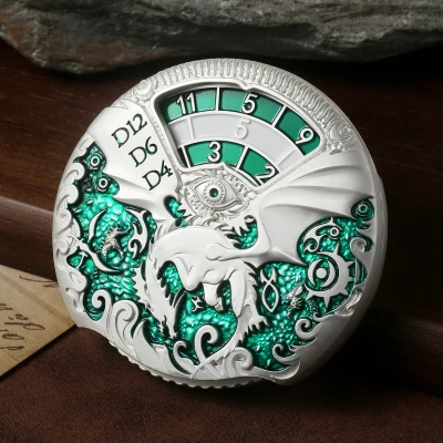 Dice spinner deluxe - silver with green in a box