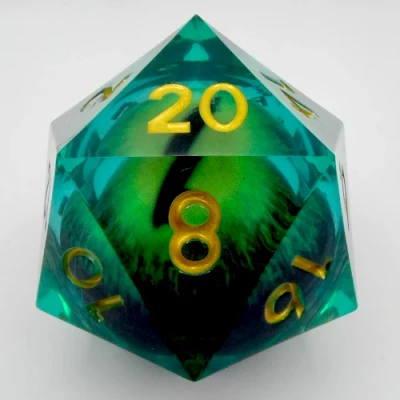 Jumbo 55mm Liquid Core Green Dragon Eye d20