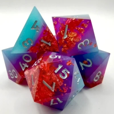 Alchemical Ore - red / blue with silver numbers in a plastic bottle with screw-cap