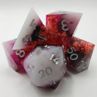 Alchemical Ore - pink / white with silver numbers in a plastic bottle with screw-cap