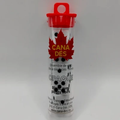 Tube of 5 six-sided dice - 16mm - white with black pips