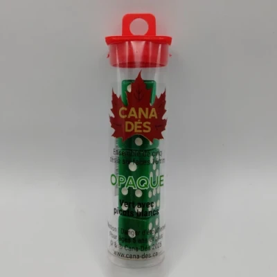 Tube of 5 six-sided dice - 16mm - green with white pips