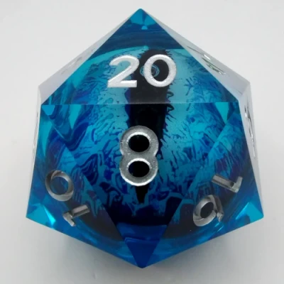 Jumbo 55mm Liquid Core Blue Dragon Eye d20