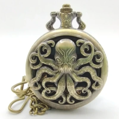 Metal pocket dice case with polyhedral mini-kit: mystic helm - Cthulhu - gold in a black suedecloth pouch