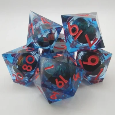 Demon Eye - blue with coral numbers in a bottle with screw-cap