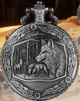 Metal pocket dice case with polyhedral mini-kit: silver wolf pack in a black suedecloth pouch