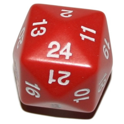 d24 Opaque red with white numbers