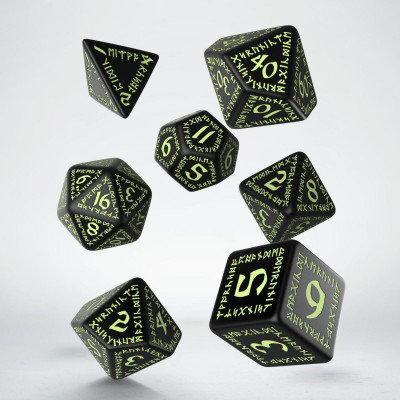 Runic Black & Glow-in-the-dark dice