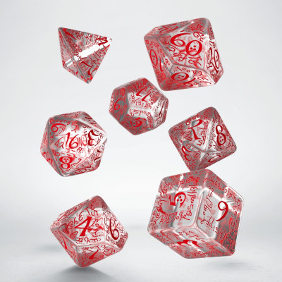 Elvish Translucent & red Dice Set