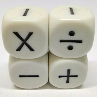 16mm Math Die: 4 Operators ⨉, ÷, +, -